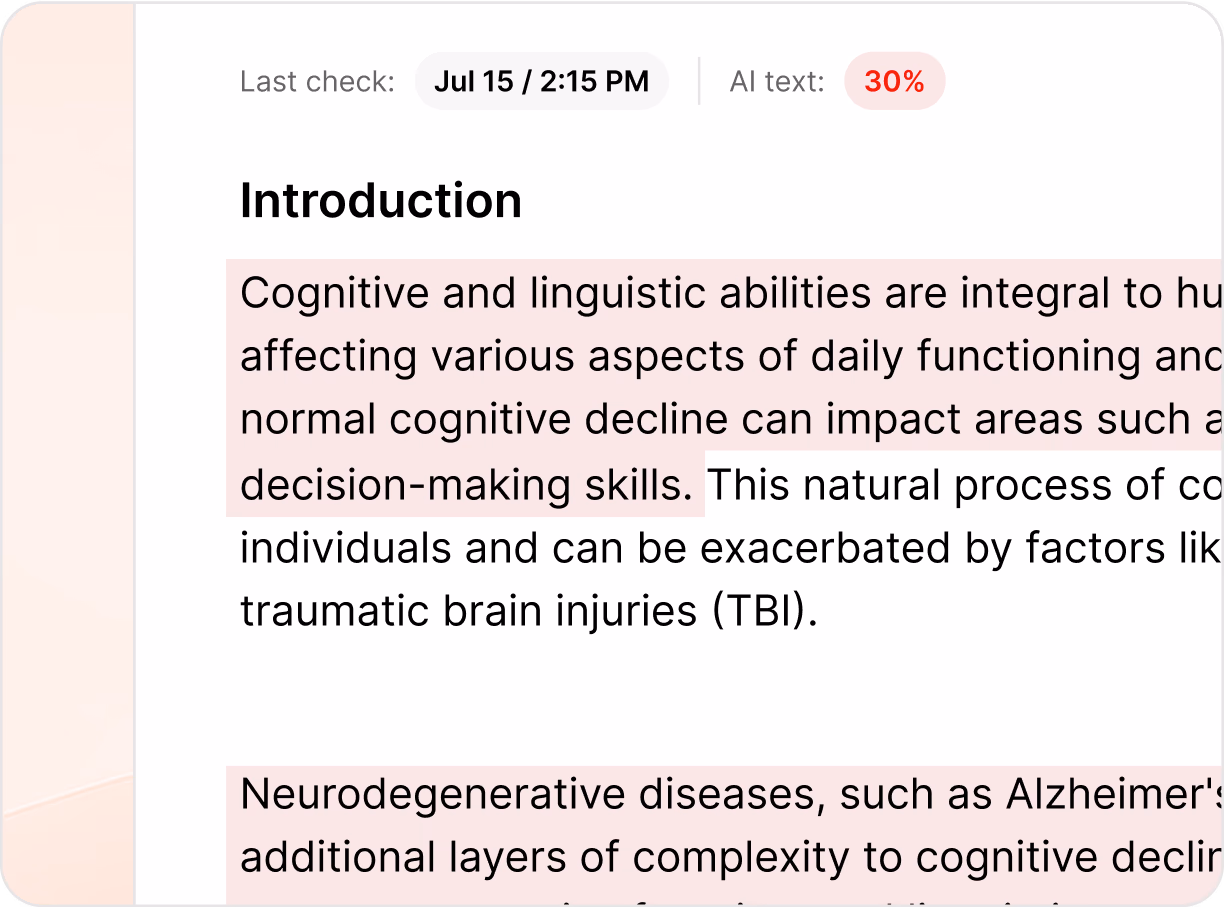 AI Detector highlighting text