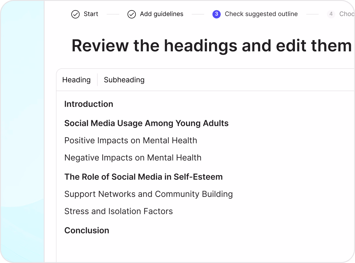 Outline Builder interface